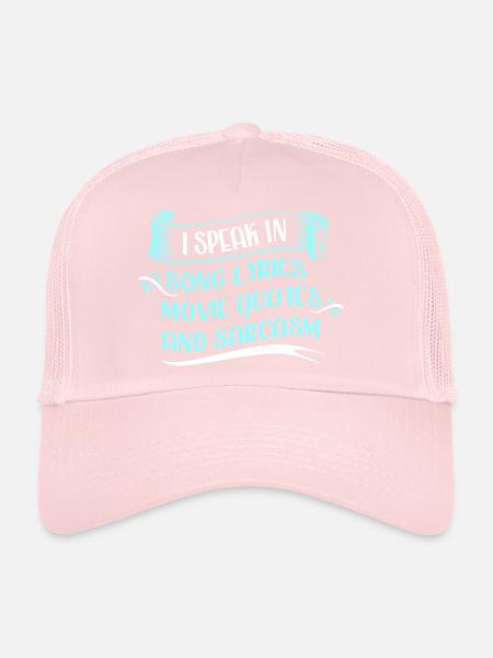 Je parle en paroles de chansons, citations de films et - Casquette trucker  - rose pâle - Devant