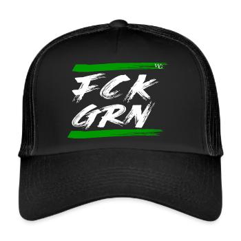 FCK GRN Weiß - Trucker Cap - Schwarz/Schwarz - Vorne