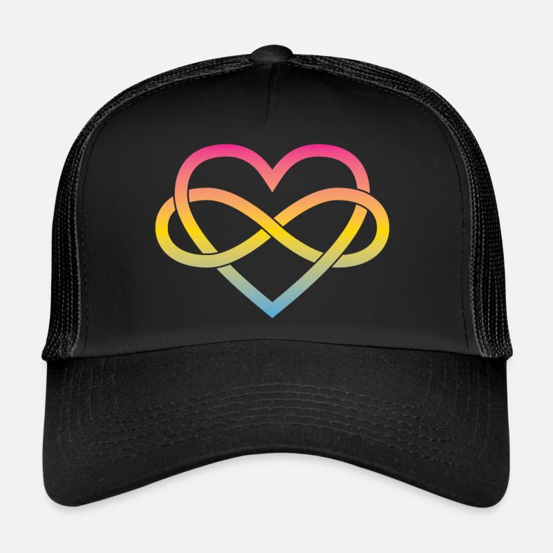 Polyamory Infinity Heart - Pansexual - Trucker Cap - black/black