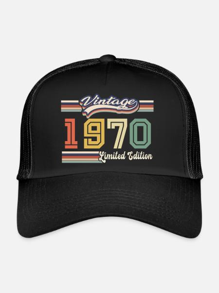 Cadeau D'anniversaire 1970 Génial Depuis 1970 vint - Casquette trucker  - noir/noir - Devant