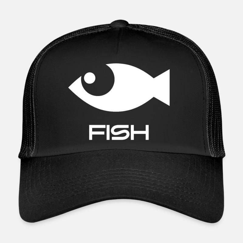 Icône de poisson minimaliste Pêche Mer Océan Casquette trucker 