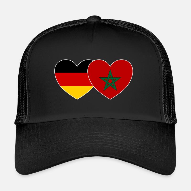 Germany Morocco Flag Heart Trucker Cap