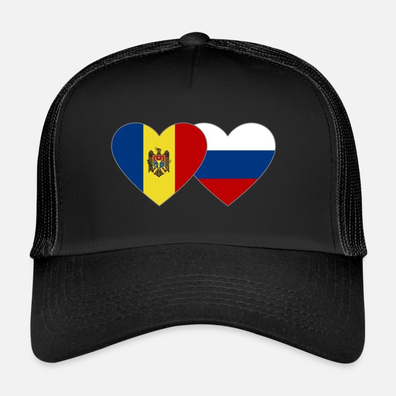 Moldavie Russie Drapeau Coeur Casquette trucker 