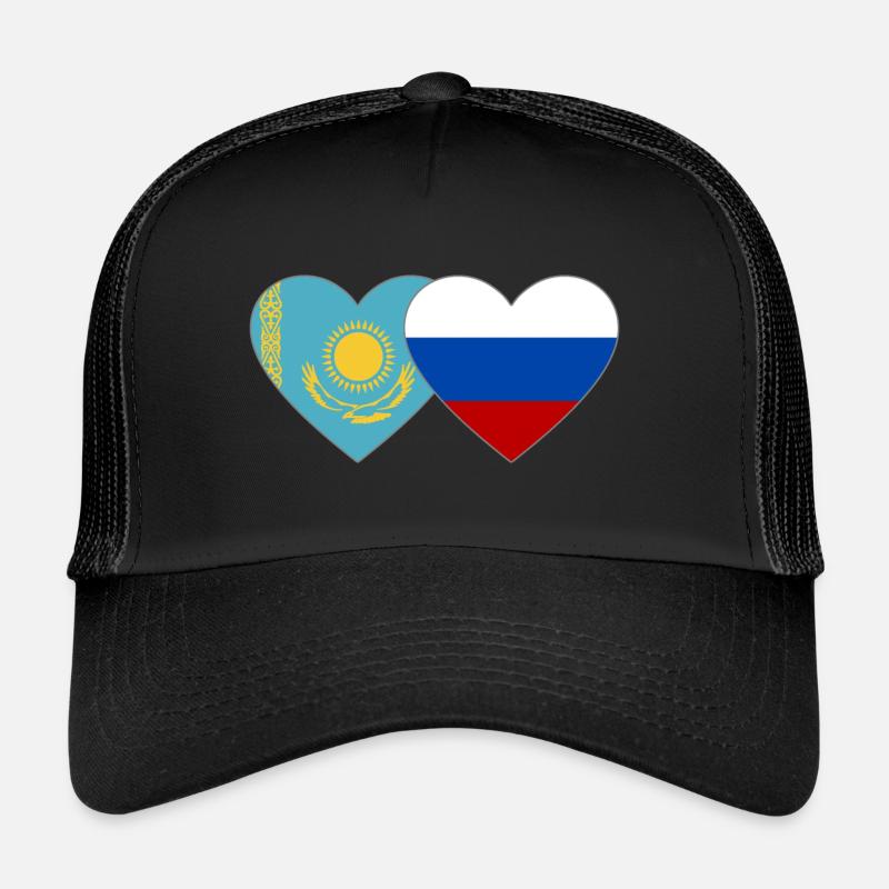 Kazakhstan Russie Drapeau Coeur Casquette trucker 