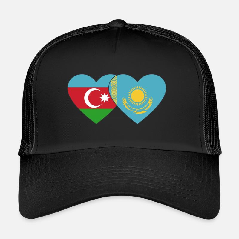 Aserbaidschan Kasachstan Flagge Herz Trucker Cap