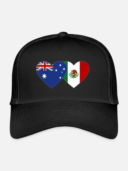 Australie Mexique Flag Heart - Casquette trucker  - noir/noir - Devant