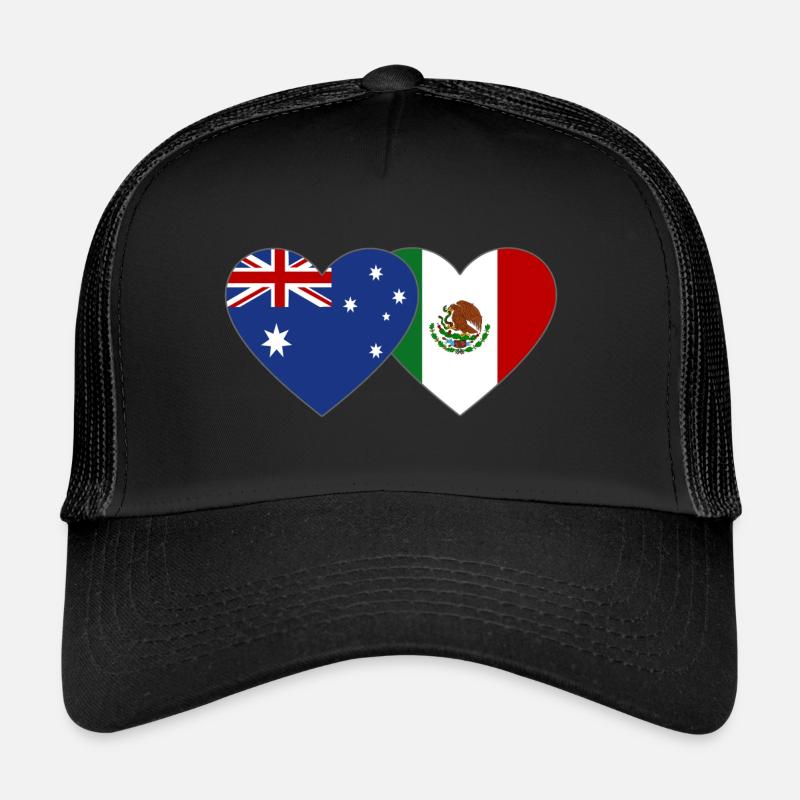 Australia Mexico Flag Heart Trucker Cap