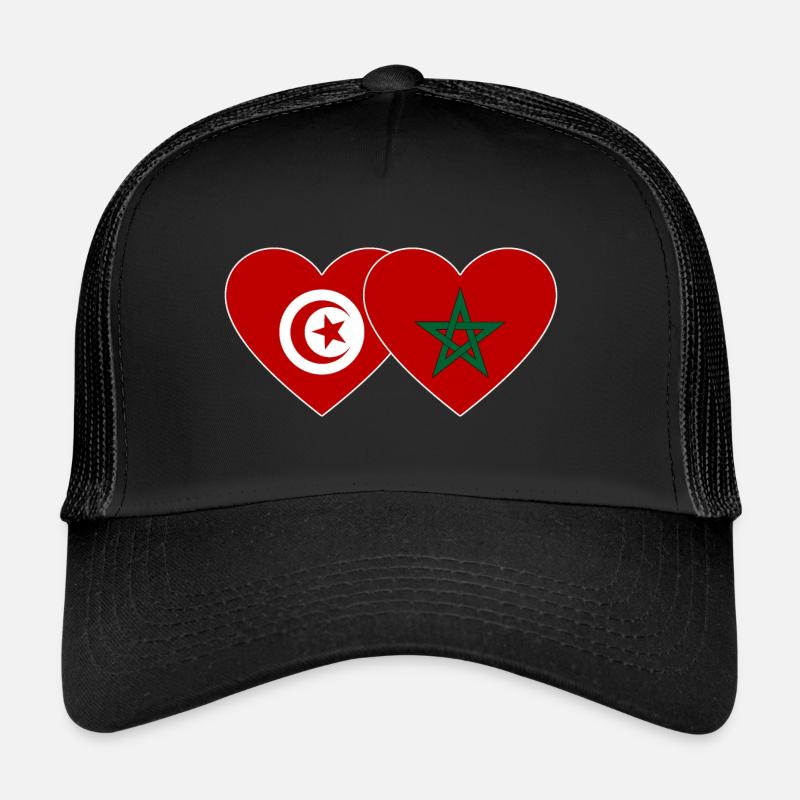 Tunisia Morocco Flag Heart Trucker Cap