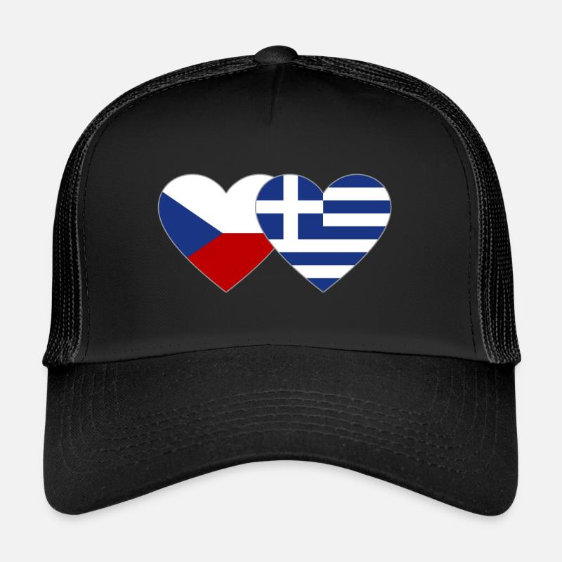 République tchèque Grèce Drapeau Coeur Casquette trucker 