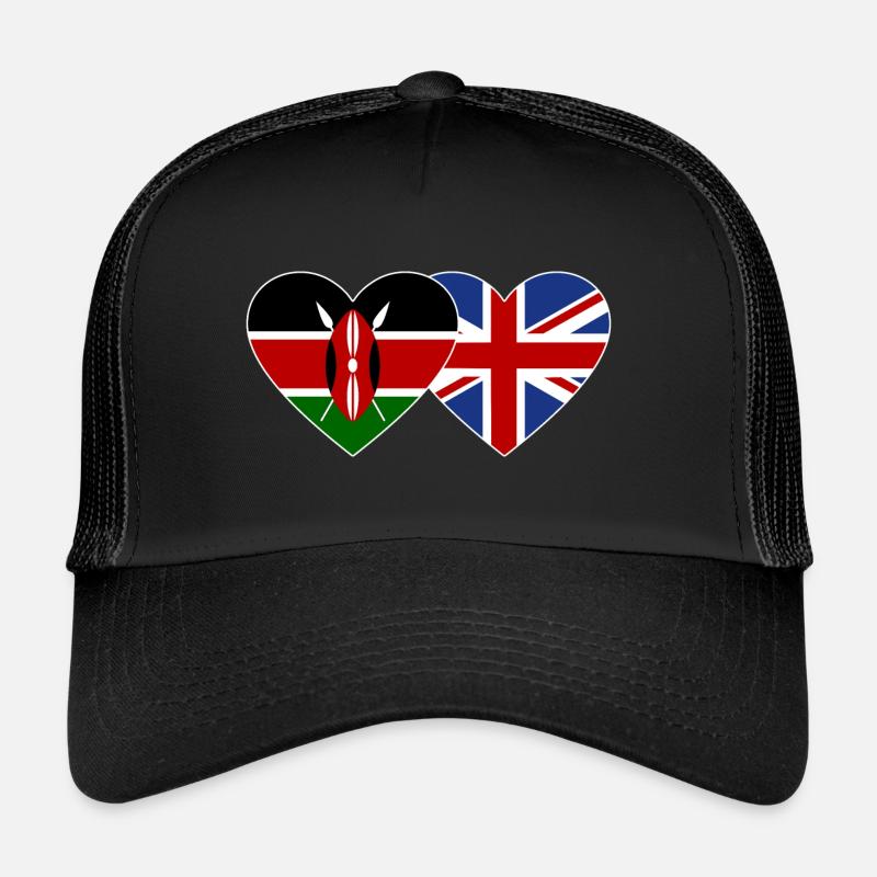 Kenya England Flag Heart Trucker Cap