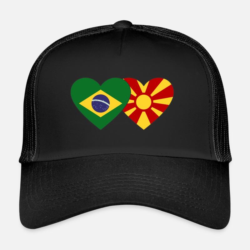 Brésil Macédoine Drapeau Coeur Casquette trucker 