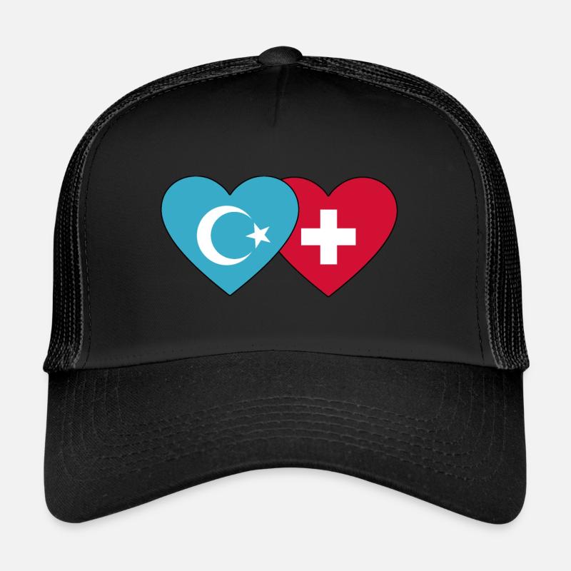 Cœur de drapeau suisse ouïghour Casquette trucker 