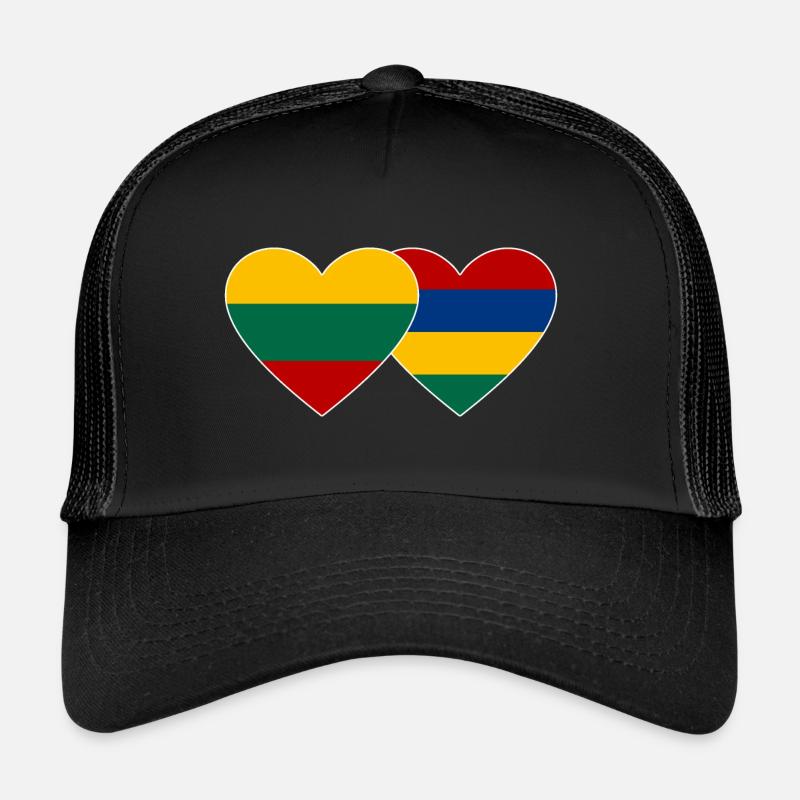 Litauen Mauritius Flagge Herz Trucker Cap