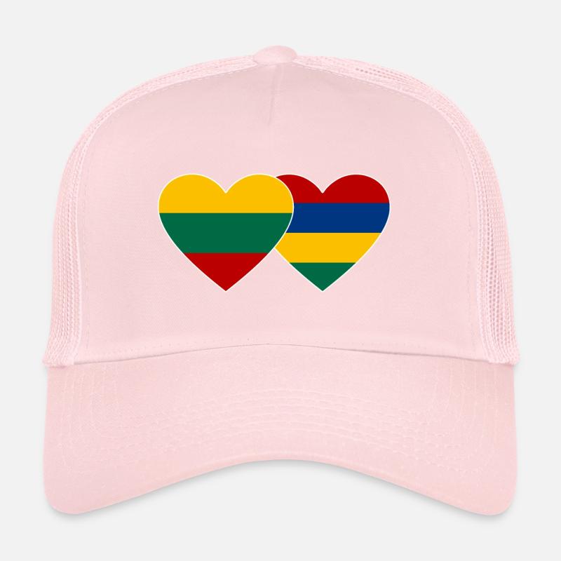 Lithuania Mauritius Flag Heart Trucker Cap