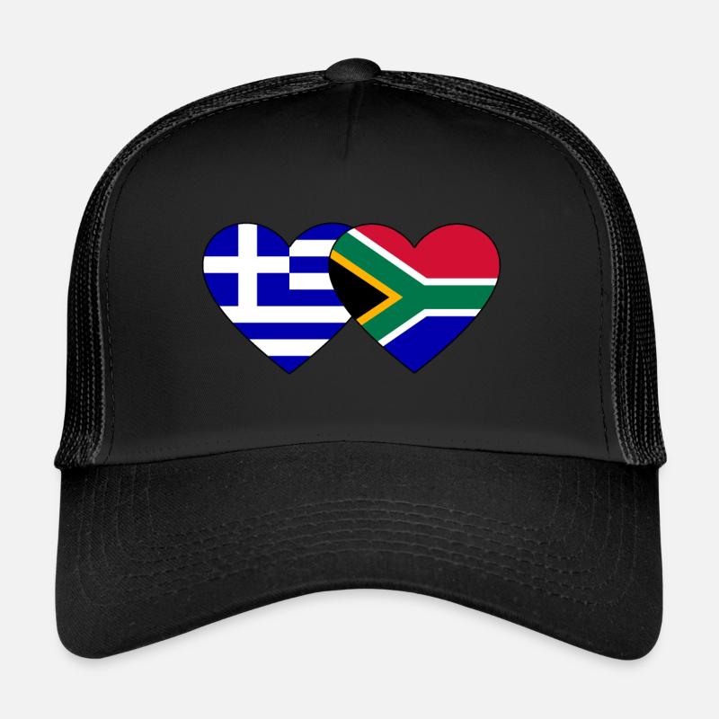 Grèce Afrique du Sud Flag Heart Casquette trucker 