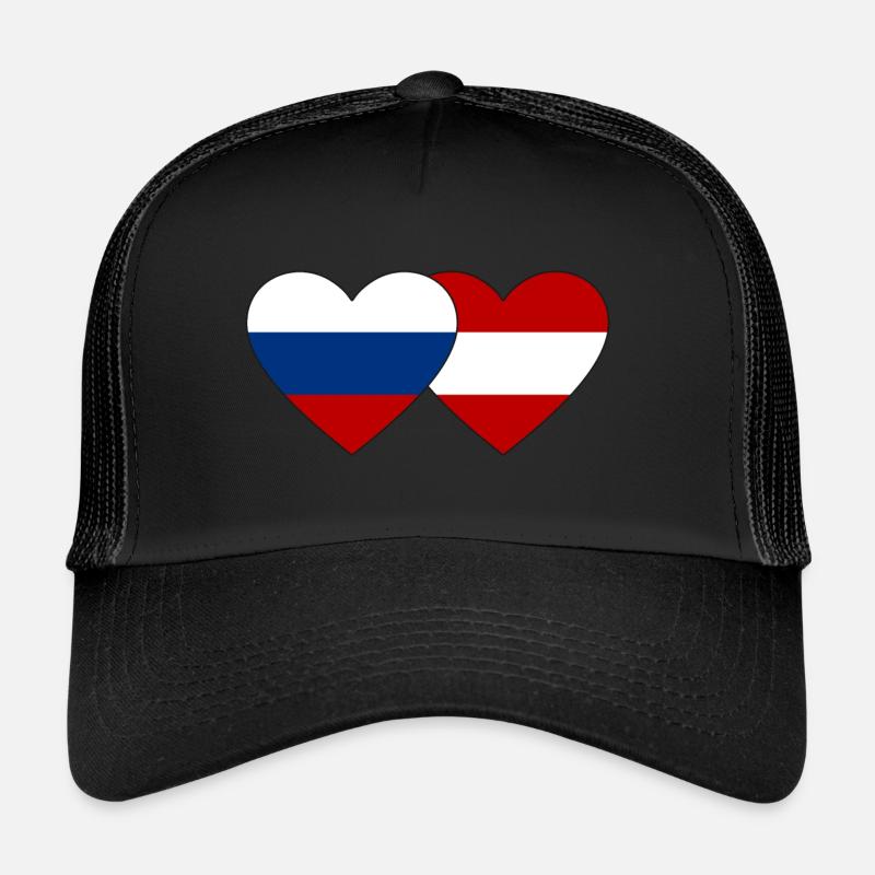 Russie Autriche Flag Coeur Casquette trucker 