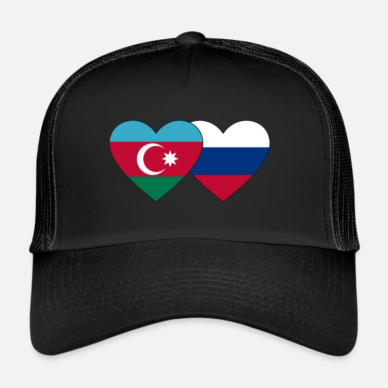 Azerbaïdjan Russie Drapeau Coeur Casquette trucker 