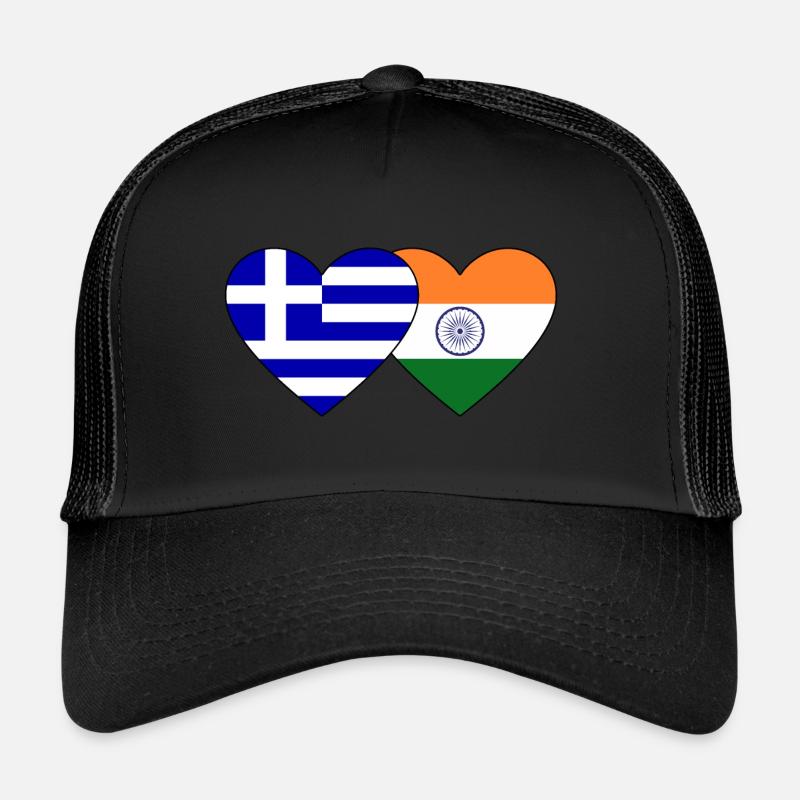 Grèce Inde Drapeau Coeur Casquette trucker 