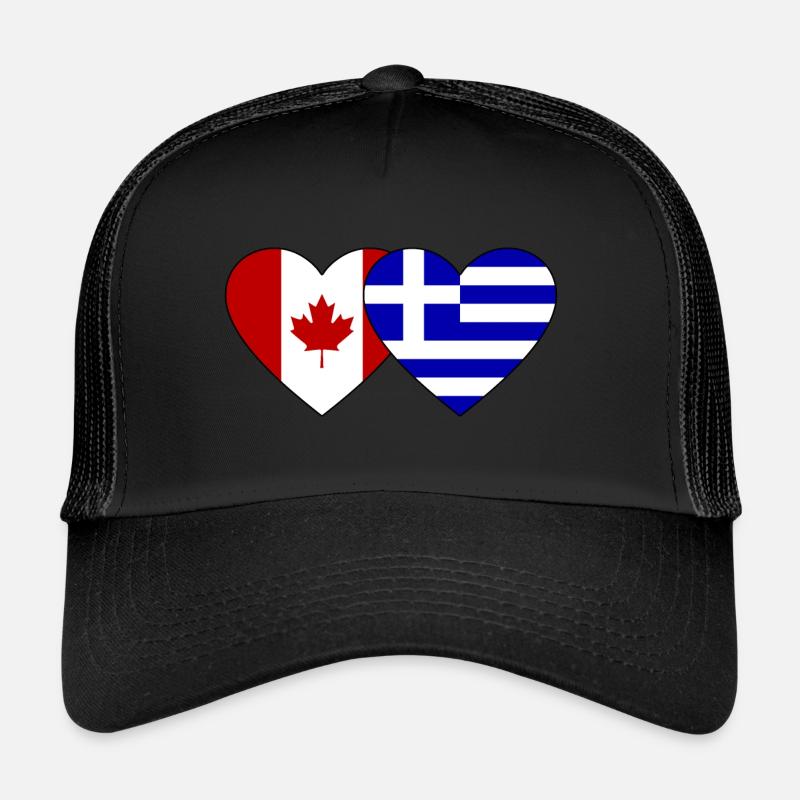 Cœur de drapeau Canada Grèce Casquette trucker 