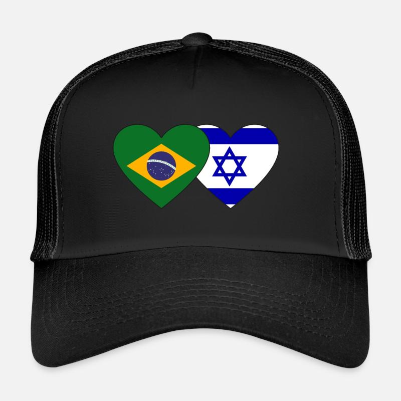 Brésil Israël Drapeau du cœur Casquette trucker 