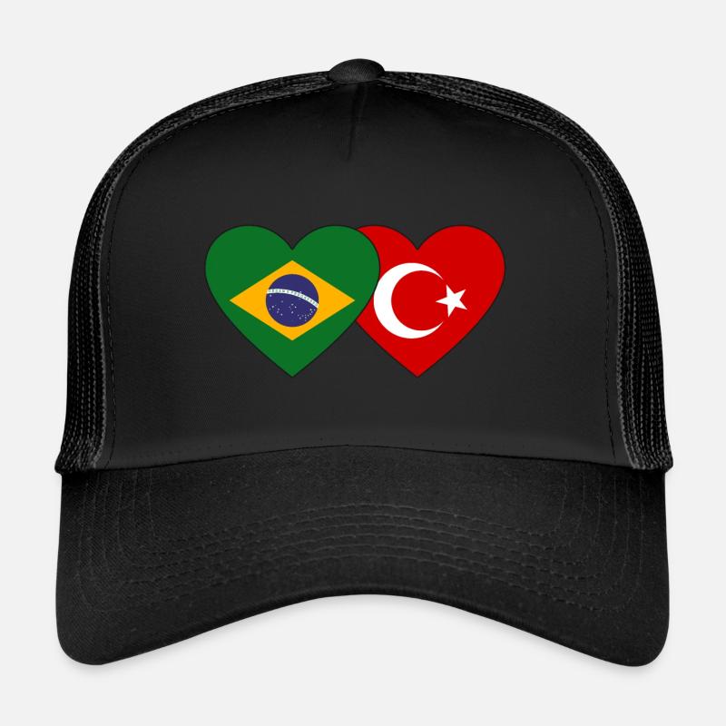 Brésil Drapeau du cœur de la dinde Casquette trucker 