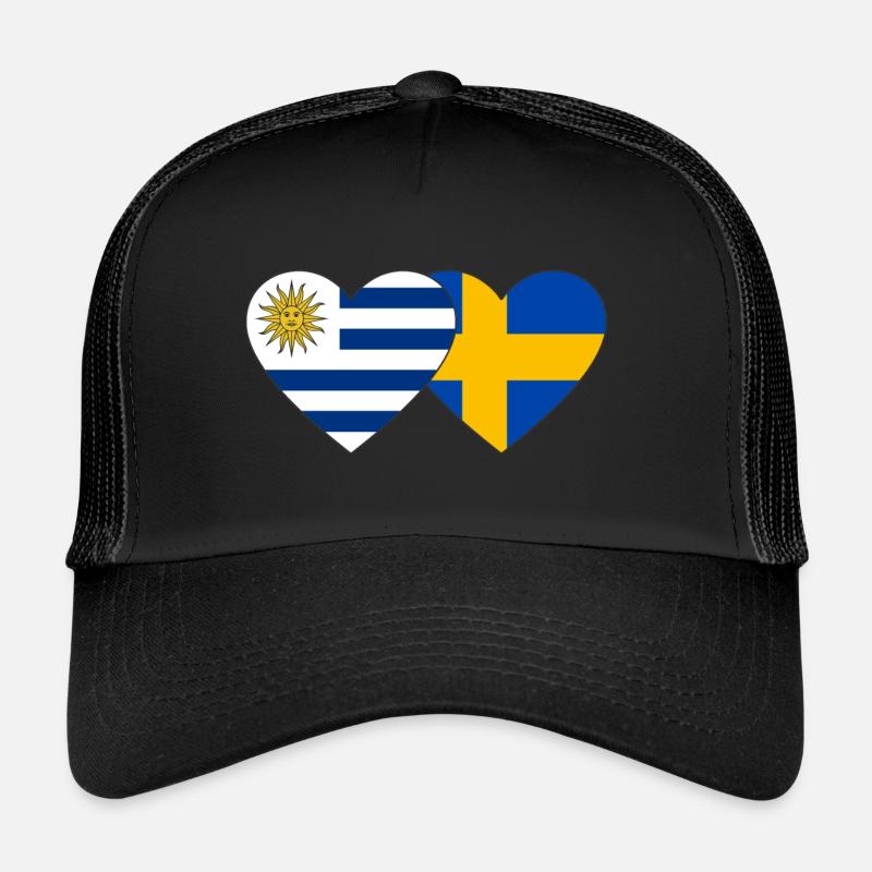 Uruguay Suède Drapeau du cœur Casquette trucker 