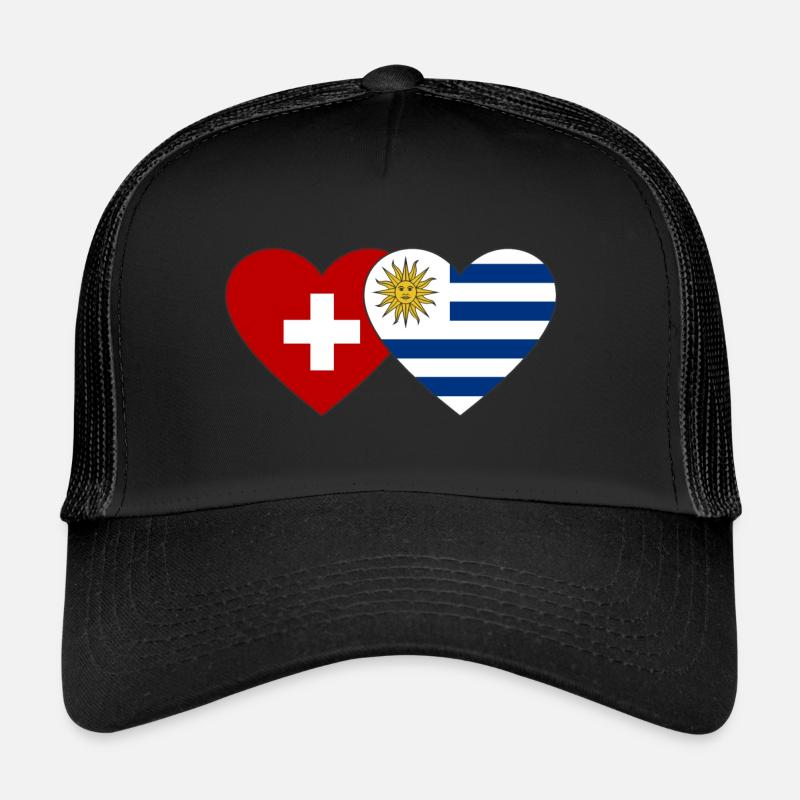 Schweiz Uruguay Flagge Herz Trucker Cap