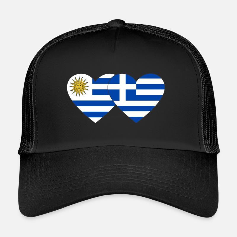 Uruguay Grèce Drapeau du cœur Casquette trucker 