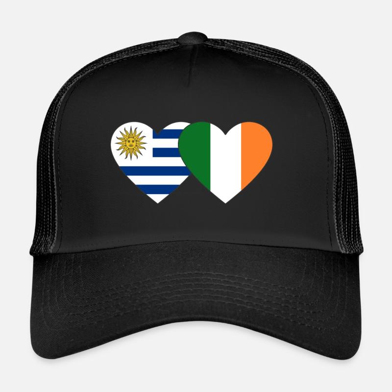 Uruguay Irland Herz Flagge - Trucker Cap - Schwarz/Schwarz