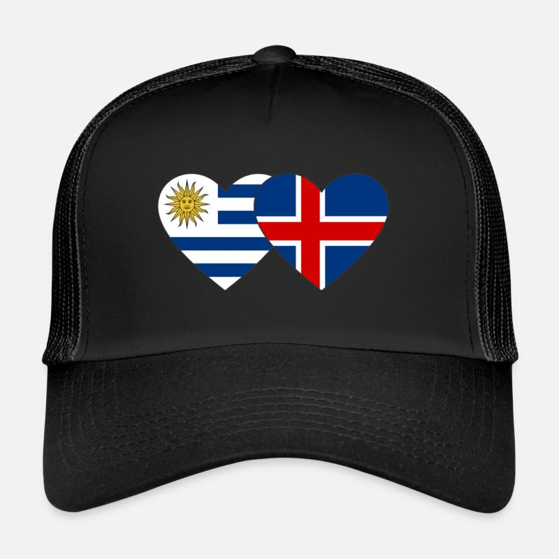 Uruguay Islande Drapeau du cœur Casquette trucker 