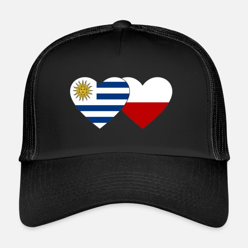 Uruguay Pologne Drapeau du cœur Casquette trucker 