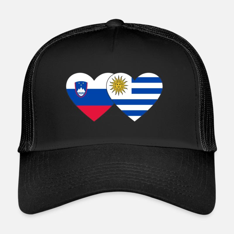 Slovénie Uruguay Drapeau du cœur Casquette trucker 