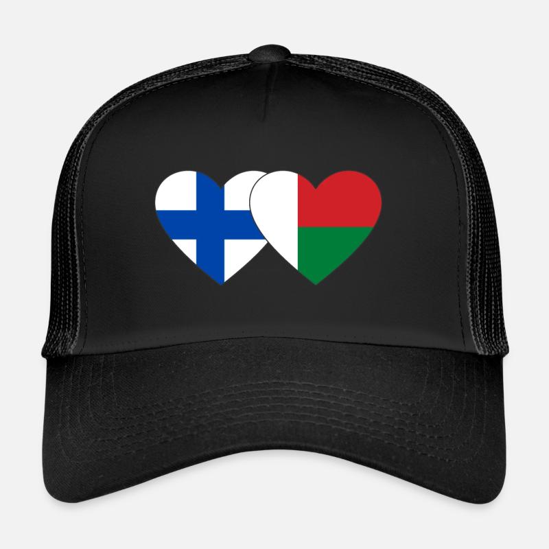 Finlande Madagascar Drapeau du Cœur Casquette trucker 