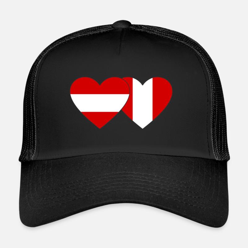Österreich Peru Herz Flagge Trucker Cap