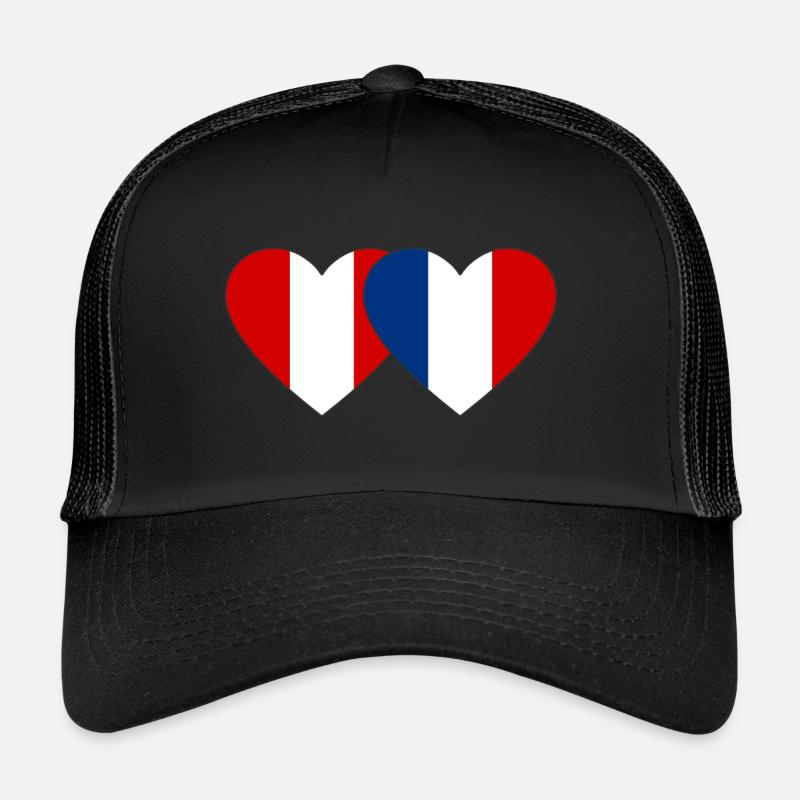 Peru Frankreich Herz Flagge Trucker Cap