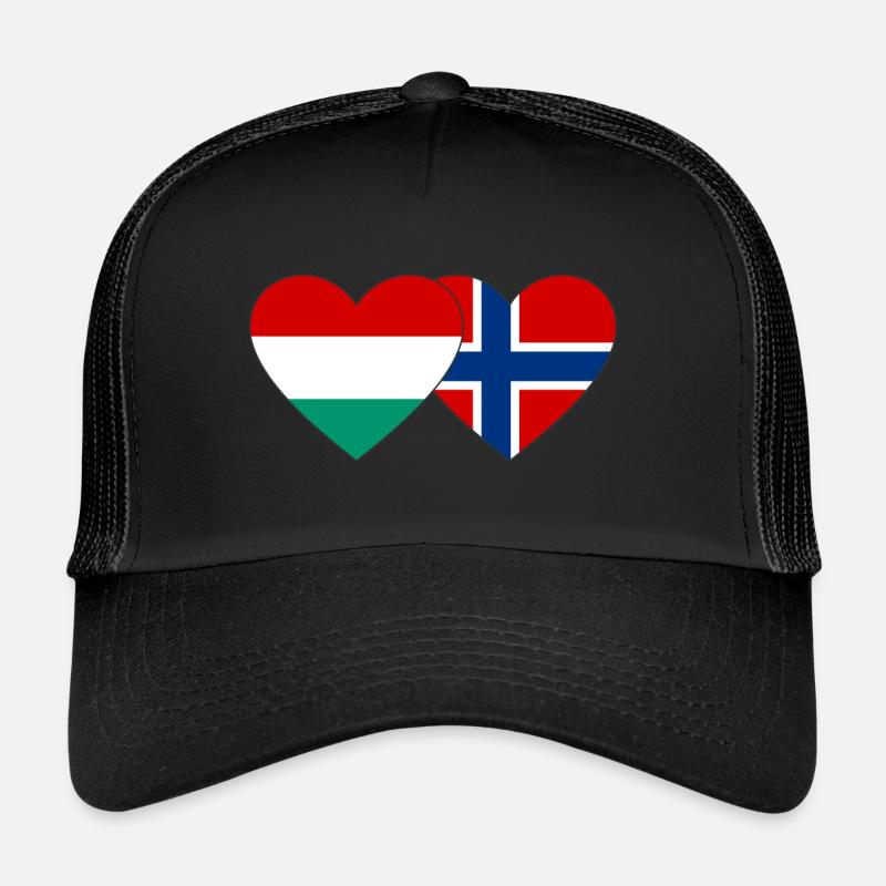 Bulgaria Norway Heart Flag Trucker Cap