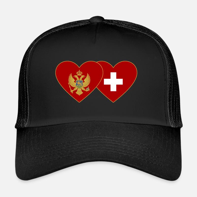 Montenegro Schweiz Flagge - Trucker Cap - Schwarz/Schwarz