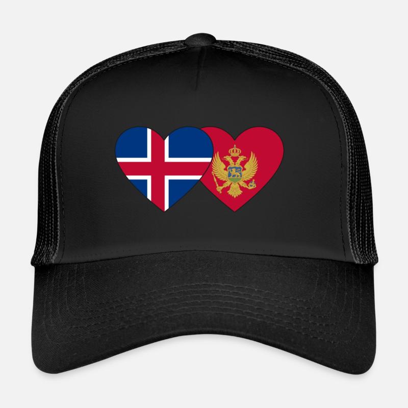 Islande Monténégro Drapeau Casquette trucker 