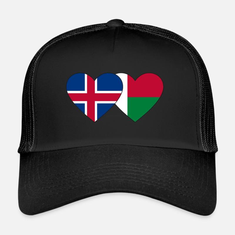 Iceland Madagascar Flag Heart Trucker Cap
