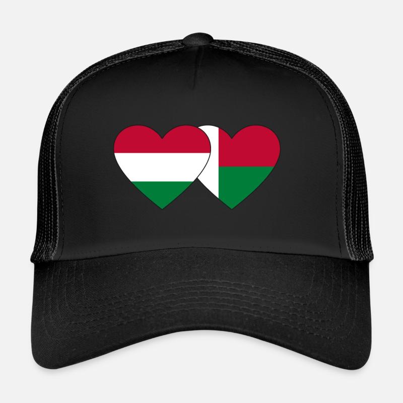 Ungarn Madagaskar Flagge Herz Trucker Cap