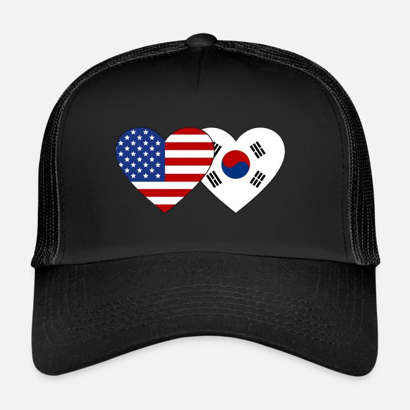 États-Unis, Corée du Sud, Drapeau Coeur Casquette trucker 