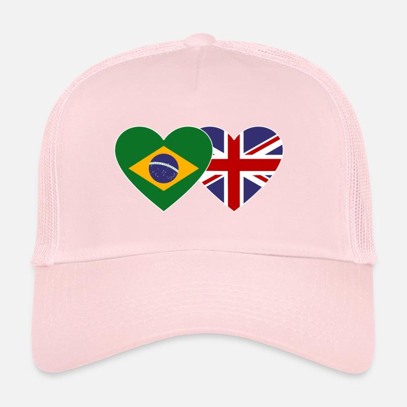 Brésil Angleterre Drapeau Coeur Casquette trucker 