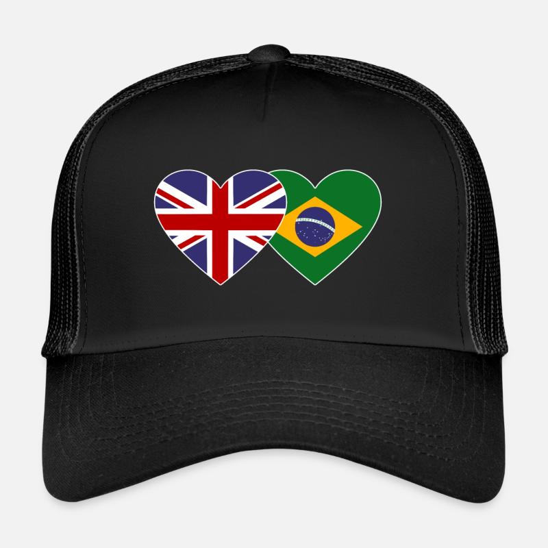 Angleterre Brésil Drapeau Coeur Casquette trucker 