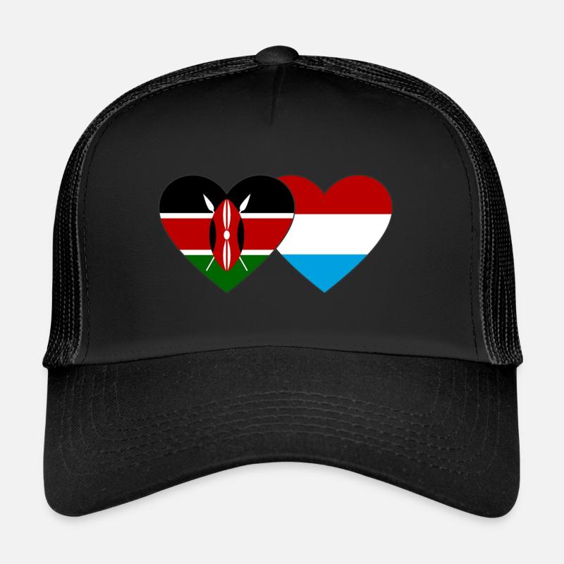 Kenya Luxembourg Flag Heart Trucker Cap