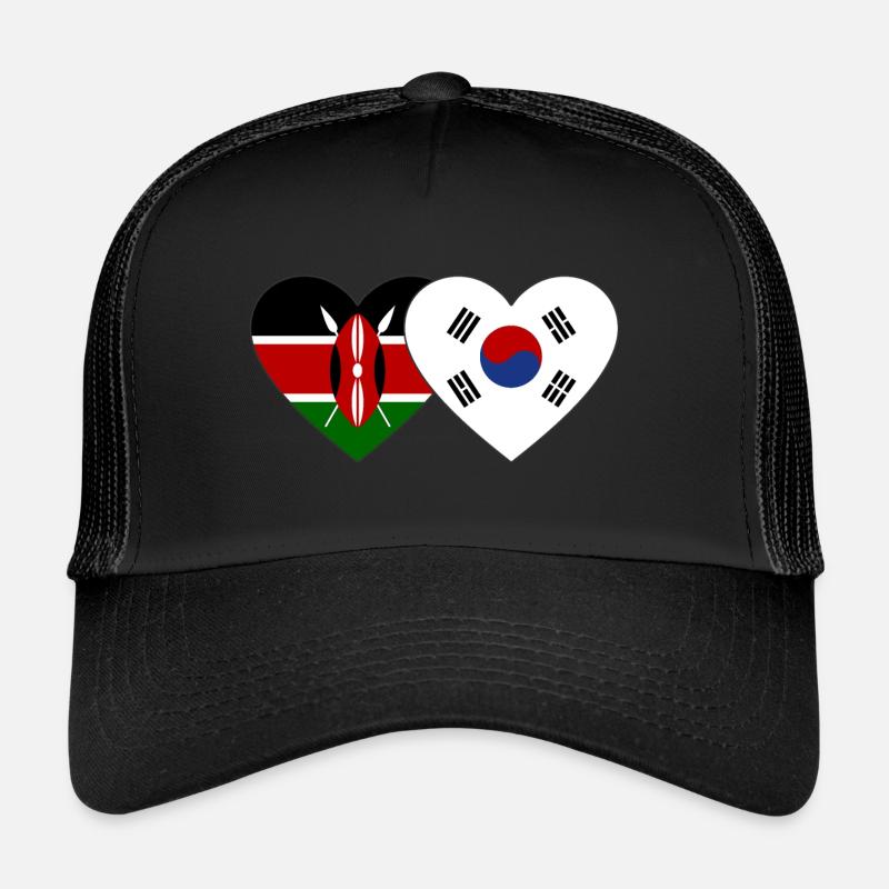 Kenya Corée du Sud Flag Heart Casquette trucker 