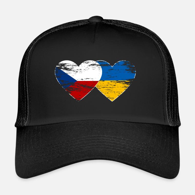 Tschechien Ukraine Flagge Herz used Trucker Cap