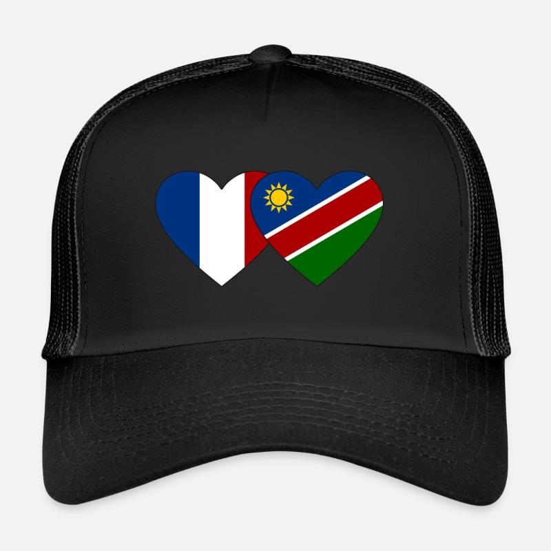Frankreich Namibia Flagge Herz Trucker Cap