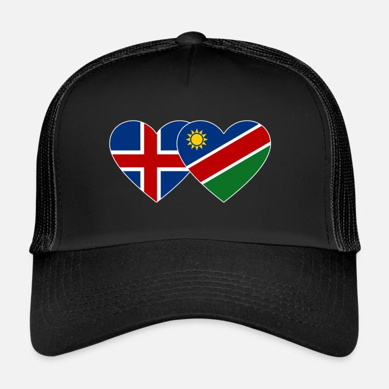 Iceland Namibia Flag Heart Trucker Cap