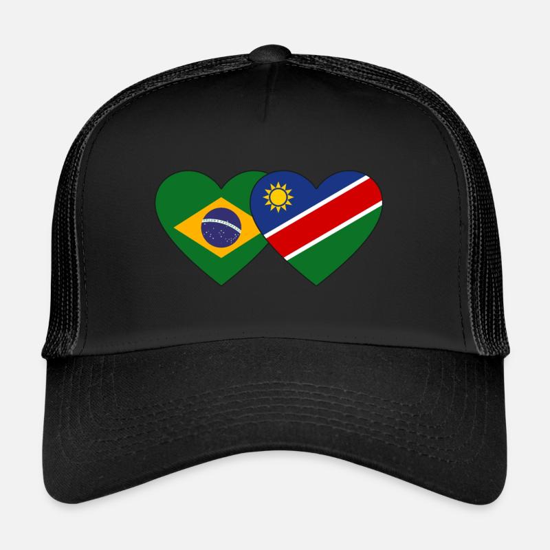 Brazil Namibia Flag Heart Trucker Cap