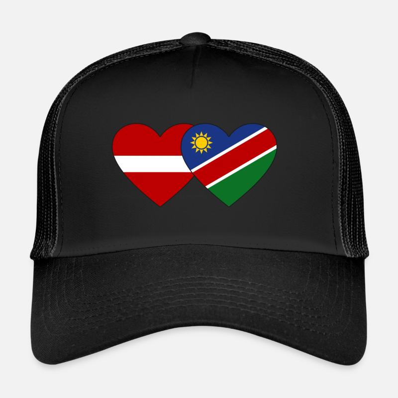 Latvia Namibia Flag Heart Trucker Cap